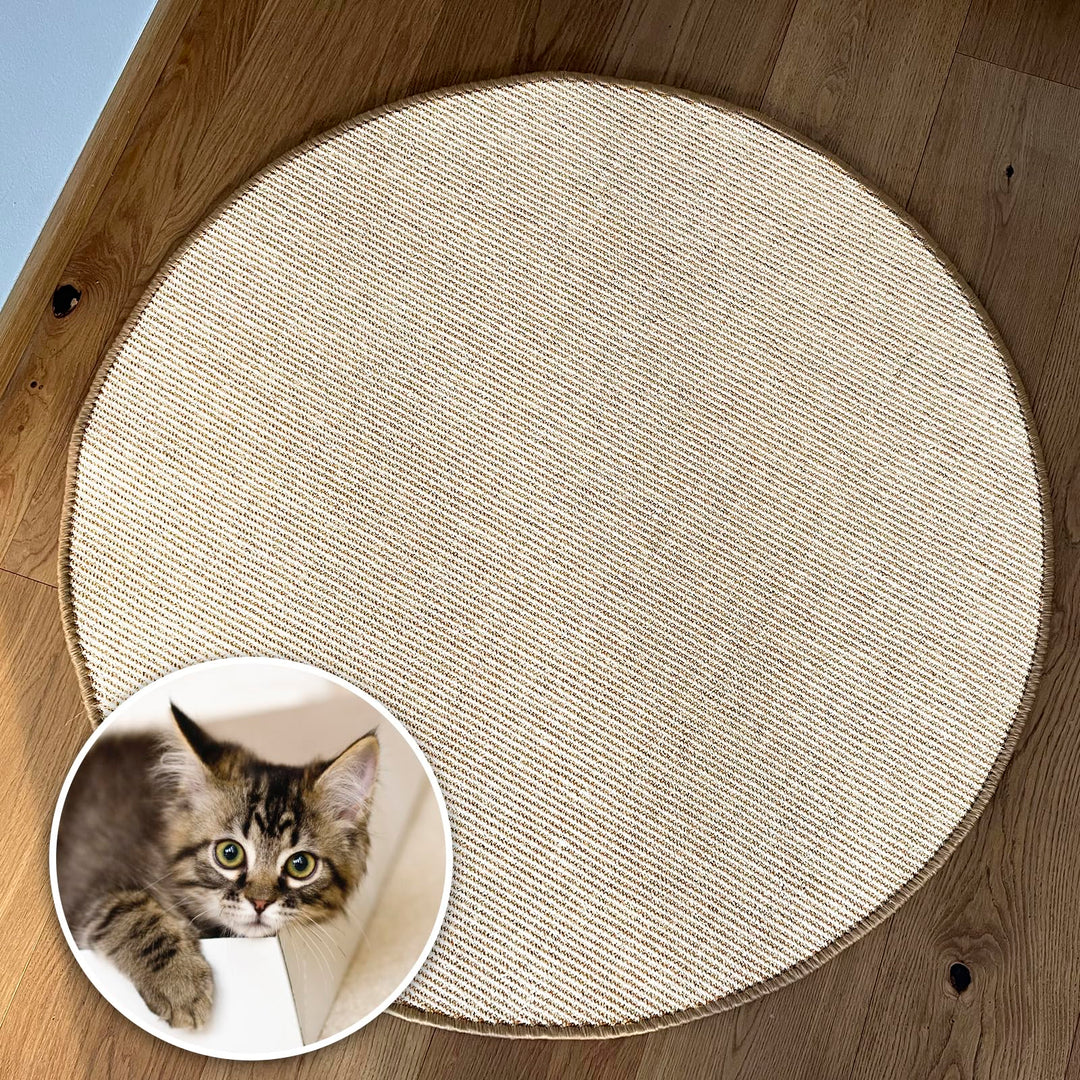 casa pura Katzen Kratzmatte rund 120cm Ø aus Natur Sisal Kratzteppich Kratzmöglichkeiten für Katzen