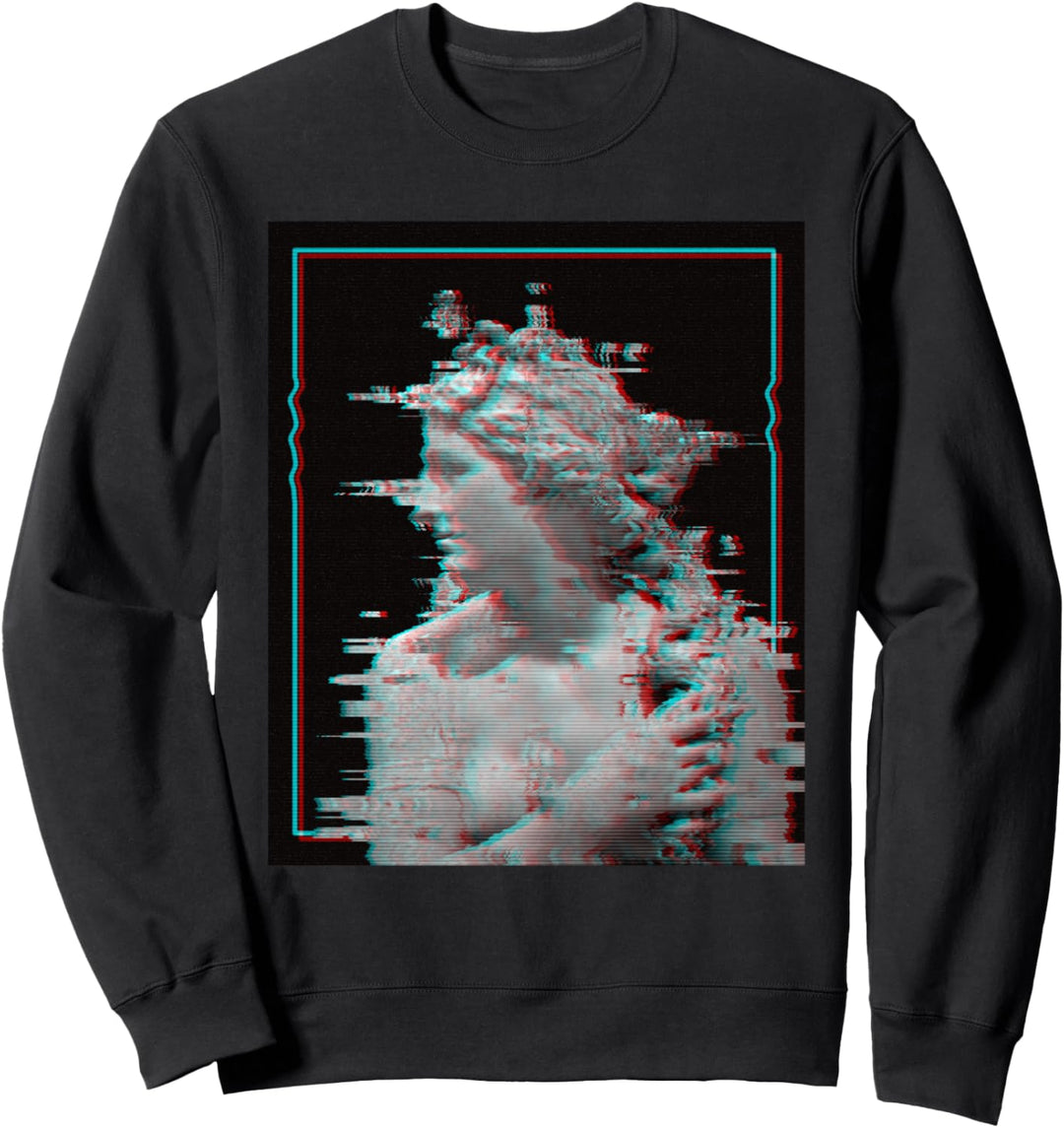 Griechische Statue Glitch Retrowelle Synthwave Vaporwave Sweatshirt