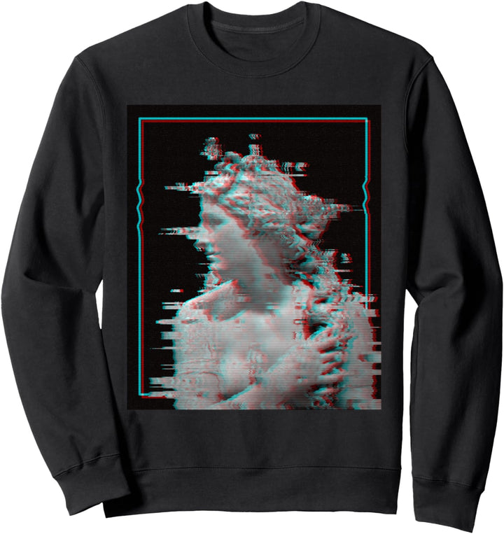 Griechische Statue Glitch Retrowelle Synthwave Vaporwave Sweatshirt
