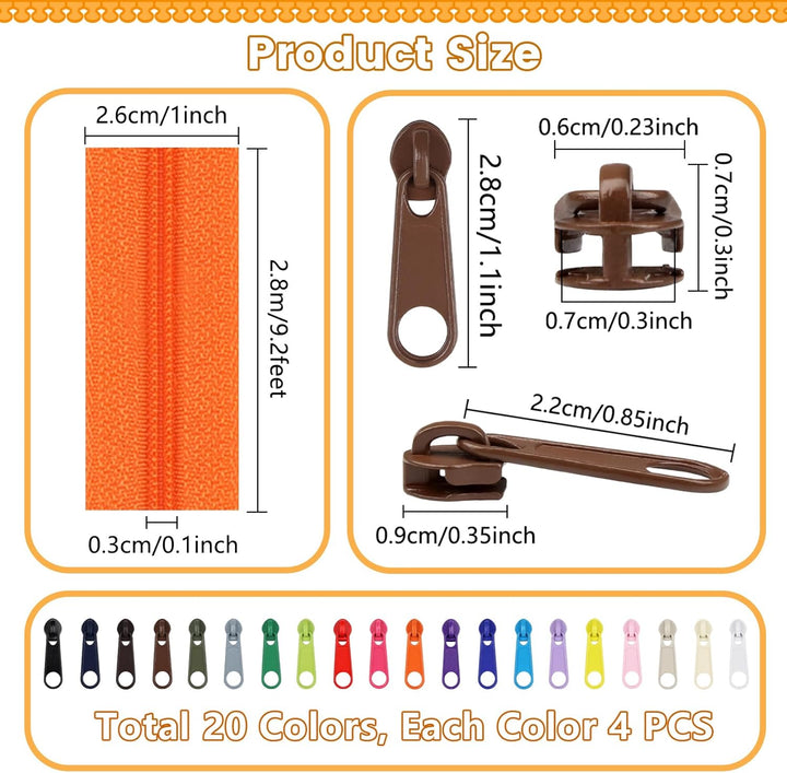 62 Yards/ 56 m Reissverschlüsse Nylon Endlos Reissverschluss Set mit Schieber und Reissverschluss zu