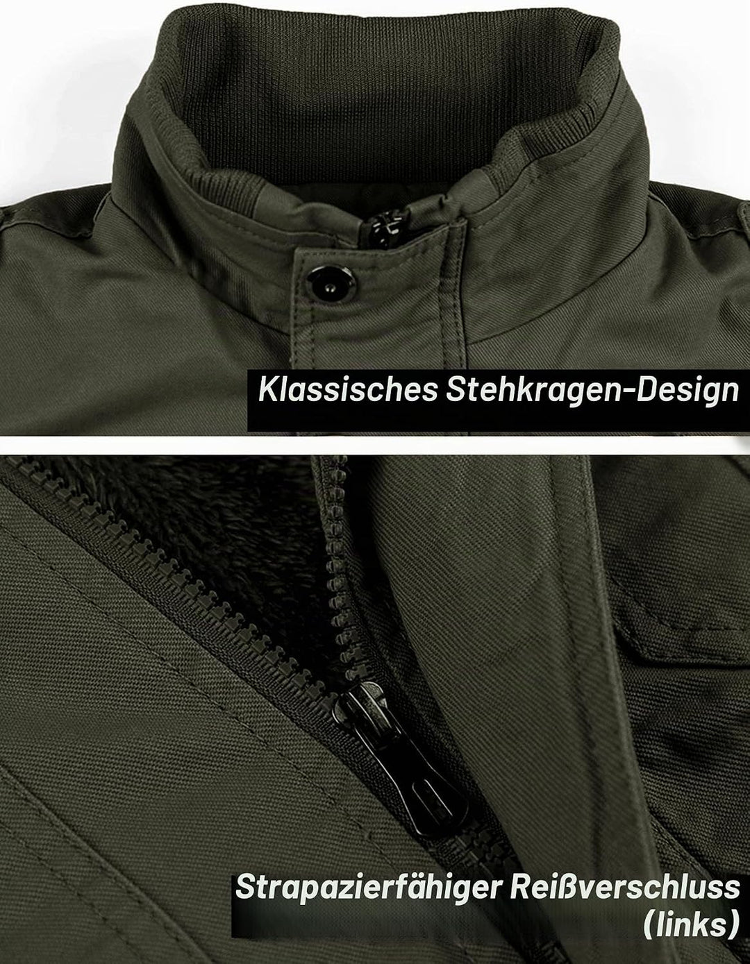 MAGCOMSEN Herren Warm Gefüttert Winterparka Cargo Army Jacke Fleece Casual Übergangsjacke Baumwolle