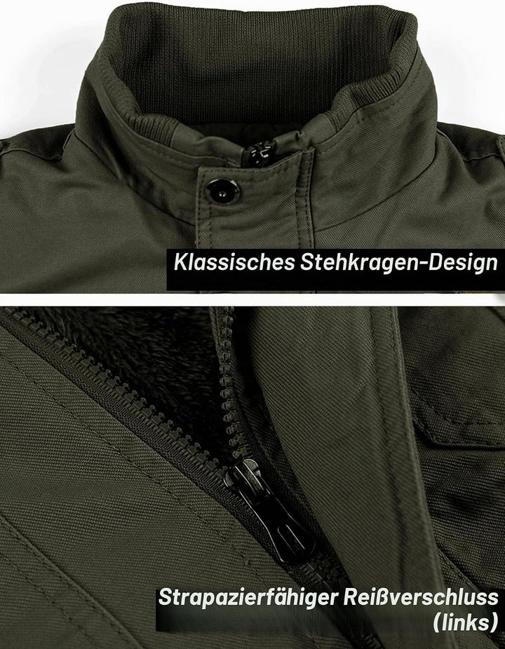 MAGCOMSEN Herren Warm Gefüttert Winterparka Cargo Army Jacke Fleece Casual Übergangsjacke Baumwolle