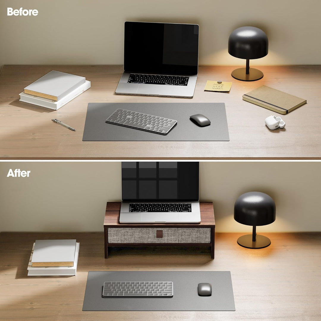 Fenge Monitorständer mit Schublade, 42,5 cm Monitorerhöhung, Desktop-Organizer für PC/Laptop/Drucker