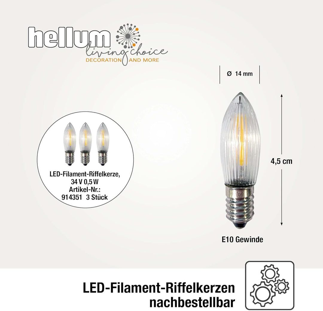 Hellum Schwibbogen Weihnachten für innen, Fensterbeleuchtung Weihnachten, 39x34cm naturfarben mit 7