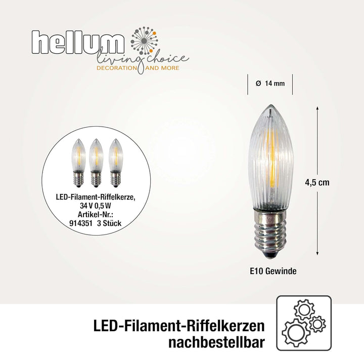 Hellum Schwibbogen Weihnachten für innen, Fensterbeleuchtung Weihnachten, 39x34cm naturfarben mit 7