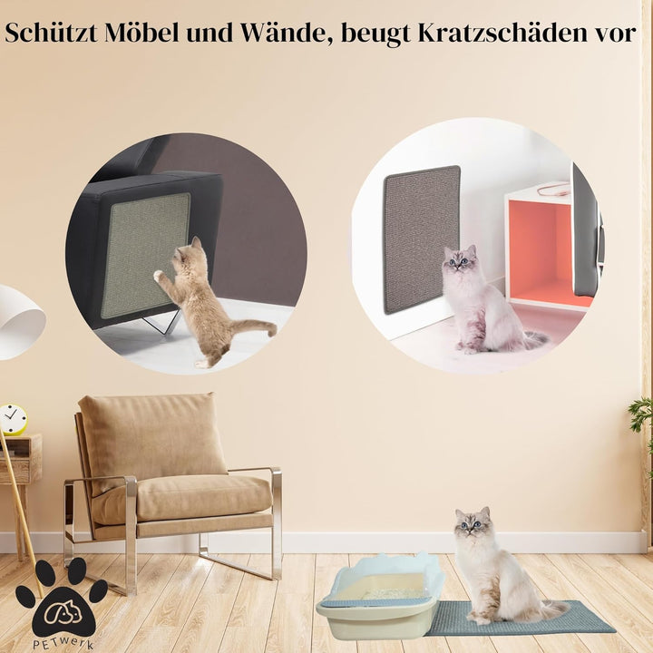 Kratzmatte Grau| Katzen Vorleger| Kratzteppich| Sisal Kratzmatte| Katzenmöbel| Krallenpflege (40cm x
