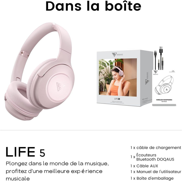 DOQAUS Bluetooth Kopfhörer Over Ear, 70 Stunden Spielzeit,Kopfhörer Kabellos Bluetooth mit 3 EQ-Modi