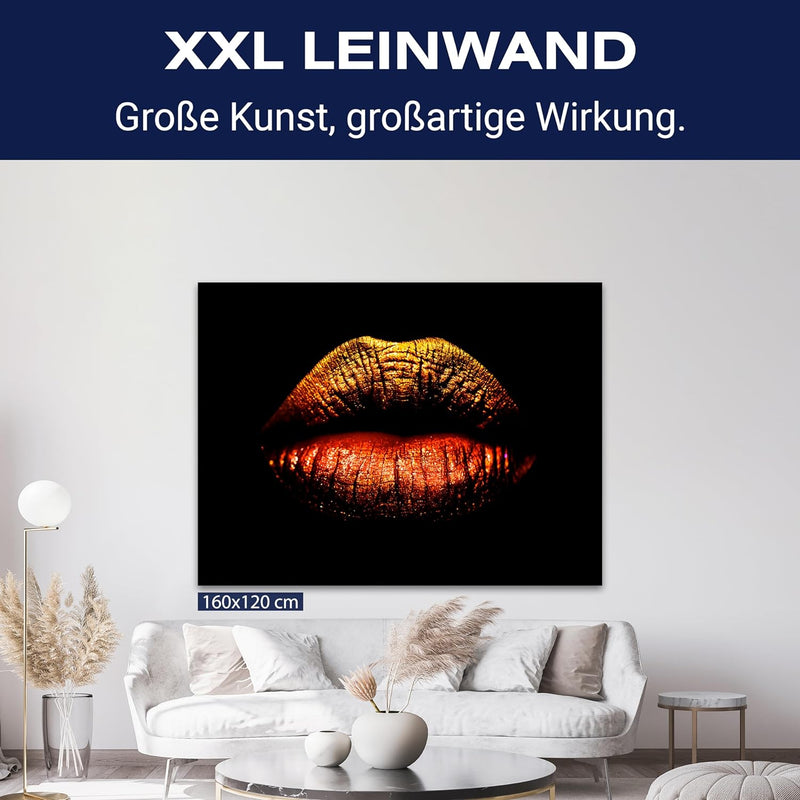 wandmotiv24 Leinwandbild 260 g/m² - Kunstdruck auf Leinwand - Wandkunst - Wandbild mit Frauen Lippen