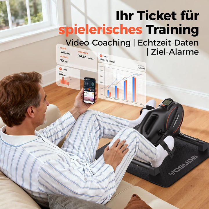 YOSUDA Pedaltrainer, Beintrainer für Zuhause mit 2 Widerstandsbändern und Rutschfester Matte, Mini H