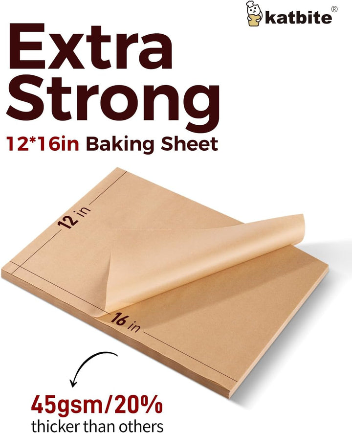 katbite Braun Backpapier Zuschnitte, 200 Blatt 30 x 40 cm Backpapier, zum Backen von Keksen, Kochen,