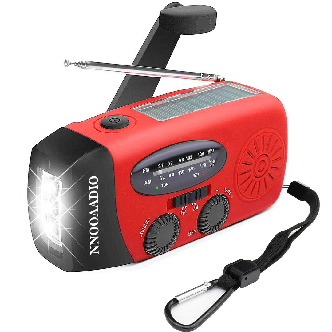 Notfall Solarradio, Kurbelradio wiederaufladbar 2000mAh Power Bank AM/FM Wetterradio mit SOS-Alarm,