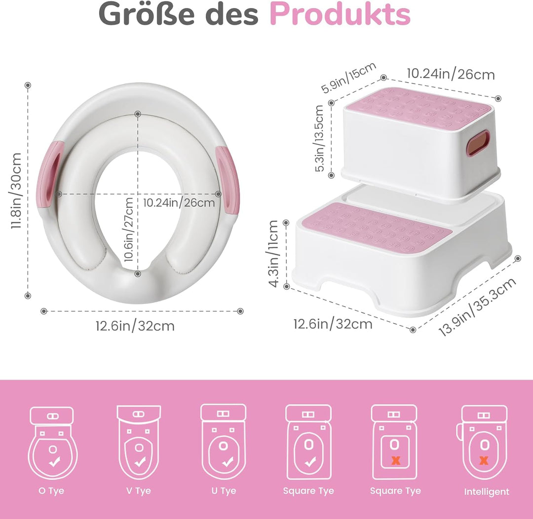 DEANIC Toilettensitz Kinder mit Tritthocker Kinder, Toilettensitz Kinder mit Treppe, WC Sitz Kinder