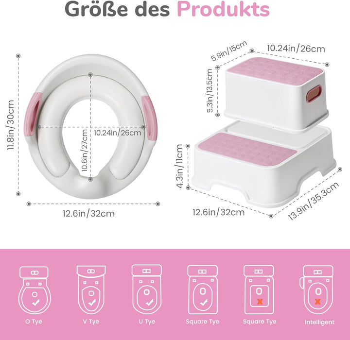 DEANIC Toilettensitz Kinder mit Tritthocker Kinder, Toilettensitz Kinder mit Treppe, WC Sitz Kinder