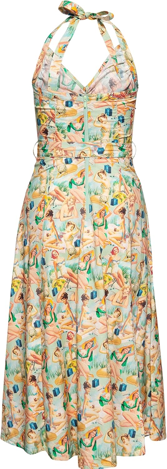 Queen Kerosin Pins Frauen Mittellanges Kleid Multicolor M