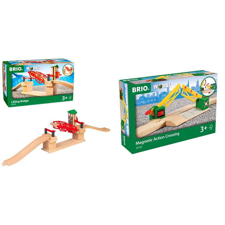 BRIO World 33757 Hebebrücke - Eisenbahnzubehör Holzeisenbahn - Kleinkinderspielzeug empfohlen für Ki