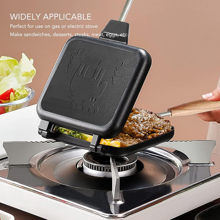 Doppelseitige Sandwich Bratpfanne mit Antihaftbeschichtung, Gegrillter Käse Sandwich Maker mit Hitze