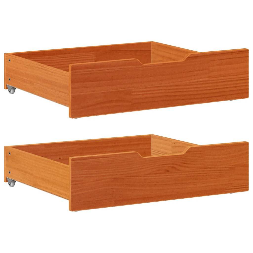 vidaXL Bettschubladen 2 STK. Wachsbraun 75x55x16 cm Massivholz Kiefer Braun 75 x 55 x 16 cm, Braun 7