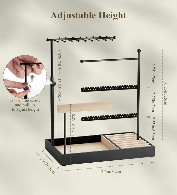 Emibele Schmuck-Halter, Schmuck Organizer Stand Halsketten Ohrringe Armband Halter, 5-Stöckiger Schm