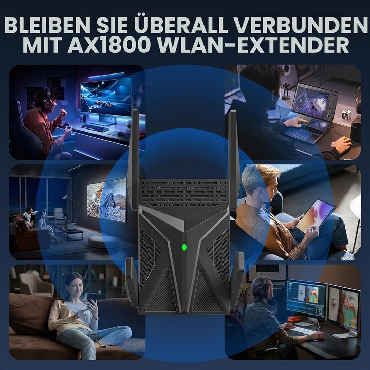 AX1800 WLAN Repeater WiFi 6, WLAN Verstärker Dual Band bis 1800 Mbit/s, Internet Signalverstärker mi