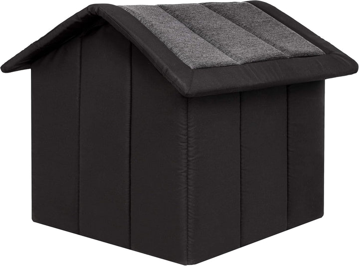 Hundehütte Hundehöhle Hundebett Hundehaus Katzenhöhle kleine S - 38x32 cm Graphit mit Schwarz S - 38