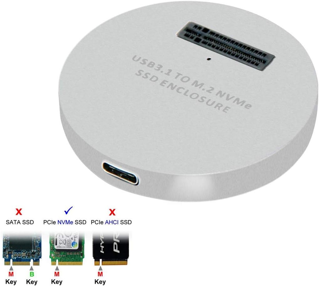 Cablecc USB 3.1 USB-C zu NVME M-Key M.2 NGFF SSD Externer PCBA-Konveteradapter Vertikaler Typ Silber