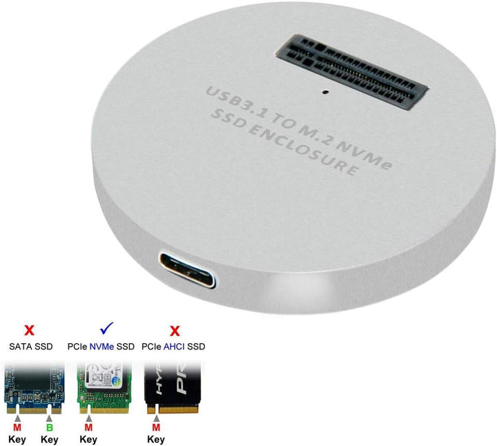 Cablecc USB 3.1 USB-C zu NVME M-Key M.2 NGFF SSD Externer PCBA-Konveteradapter Vertikaler Typ Silber