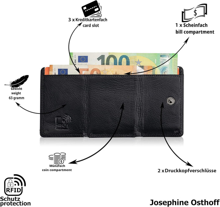 Josephine Osthoff Geldbörse Damen Portemonnaie klein KleinGeldbörse Herren Slim Münzbörse Geldbeutel