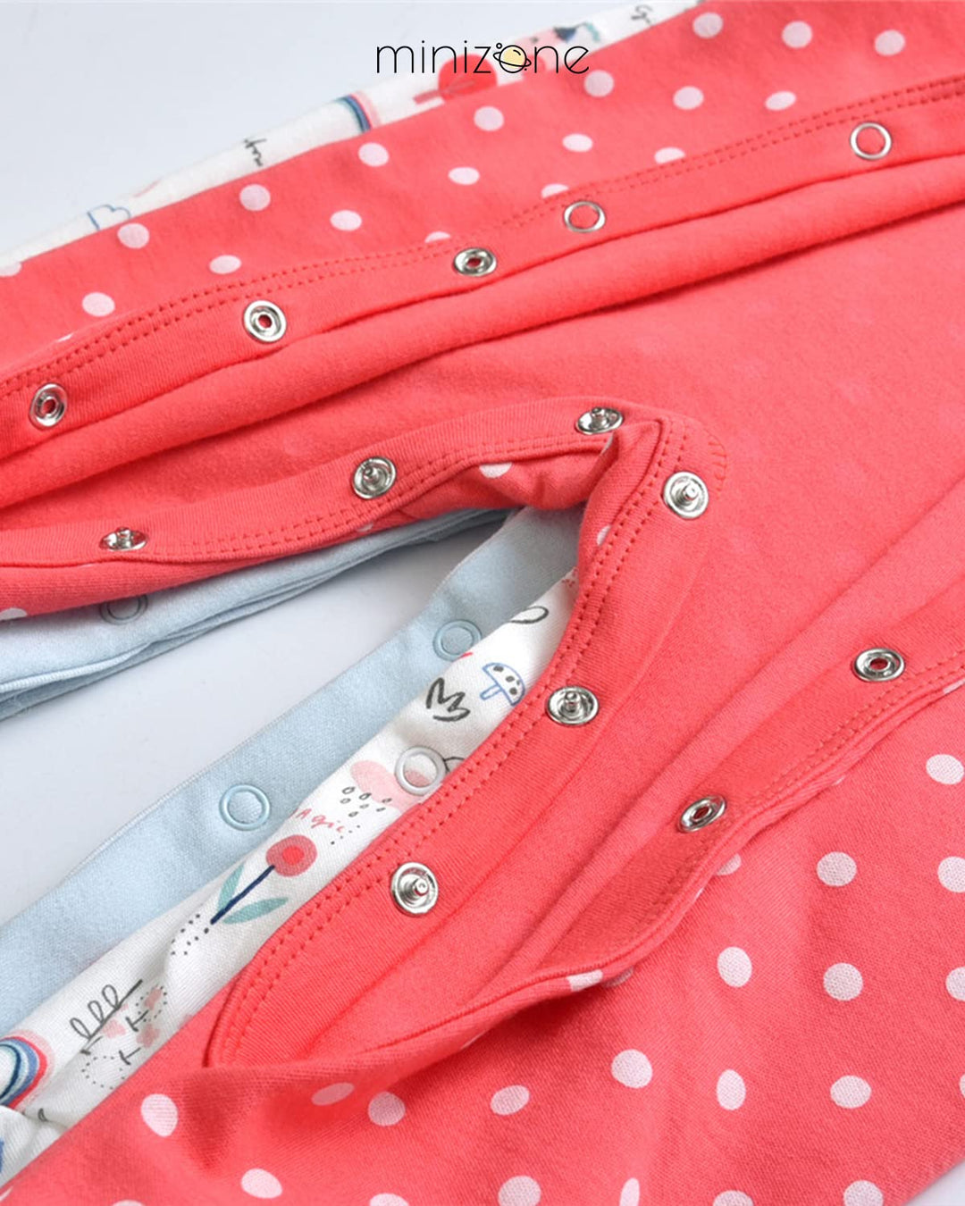 Minizone Baby Schlafanzug Pack of 3, Strampler Langarm Pyjamas Schlafstrampler 6-9 Monate 6-9 Monate