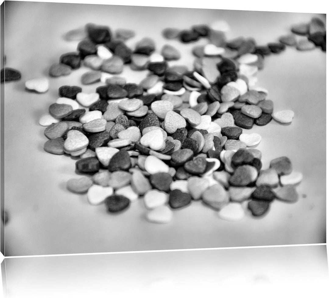 Pixxprint kleine Bunte Herzen / 100x70cm Leinwandbild bespannt auf Holzrahmen/Wandbild Kunstdruck De