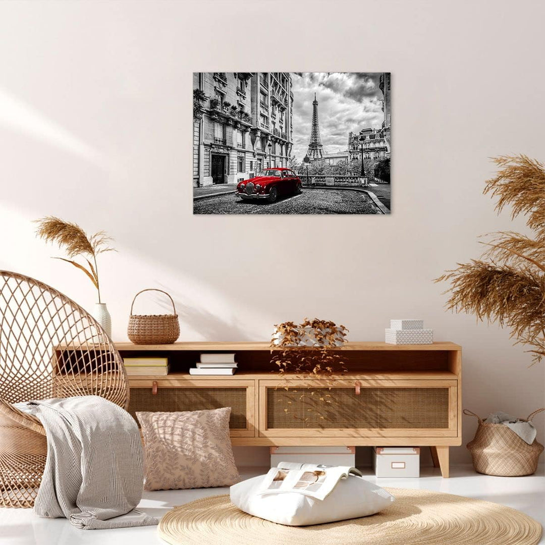 Bilder auf Leinwand Auto Eiffle Strasse Gebäude Leinwandbild 70x50cm Wandbilder Dekoration Wohnzimme