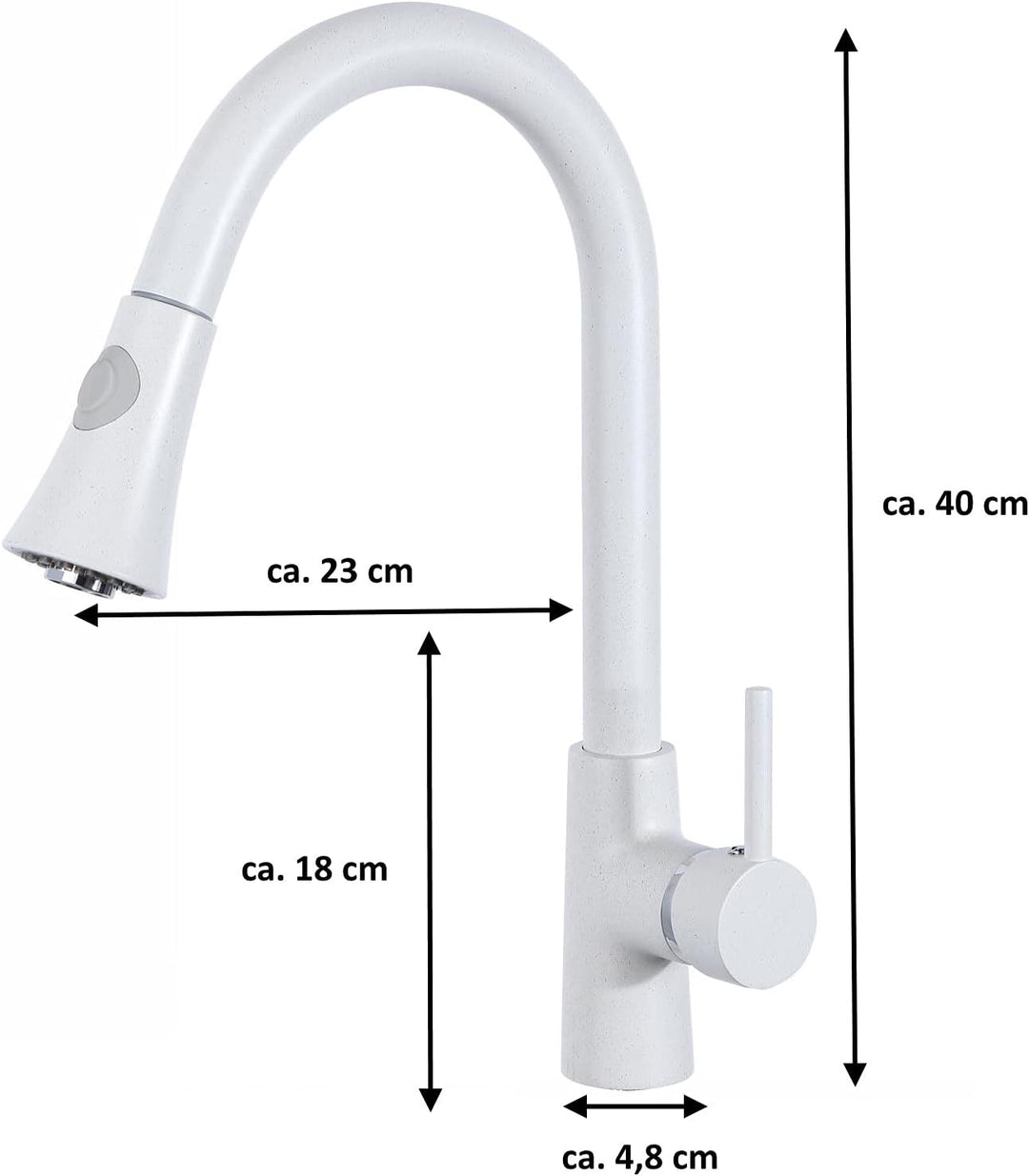 ZXC Hochdruck Profi Küchen Armatur Einhand Mischbatterie mit ausziehbarer Brause in Granit Beige, Be