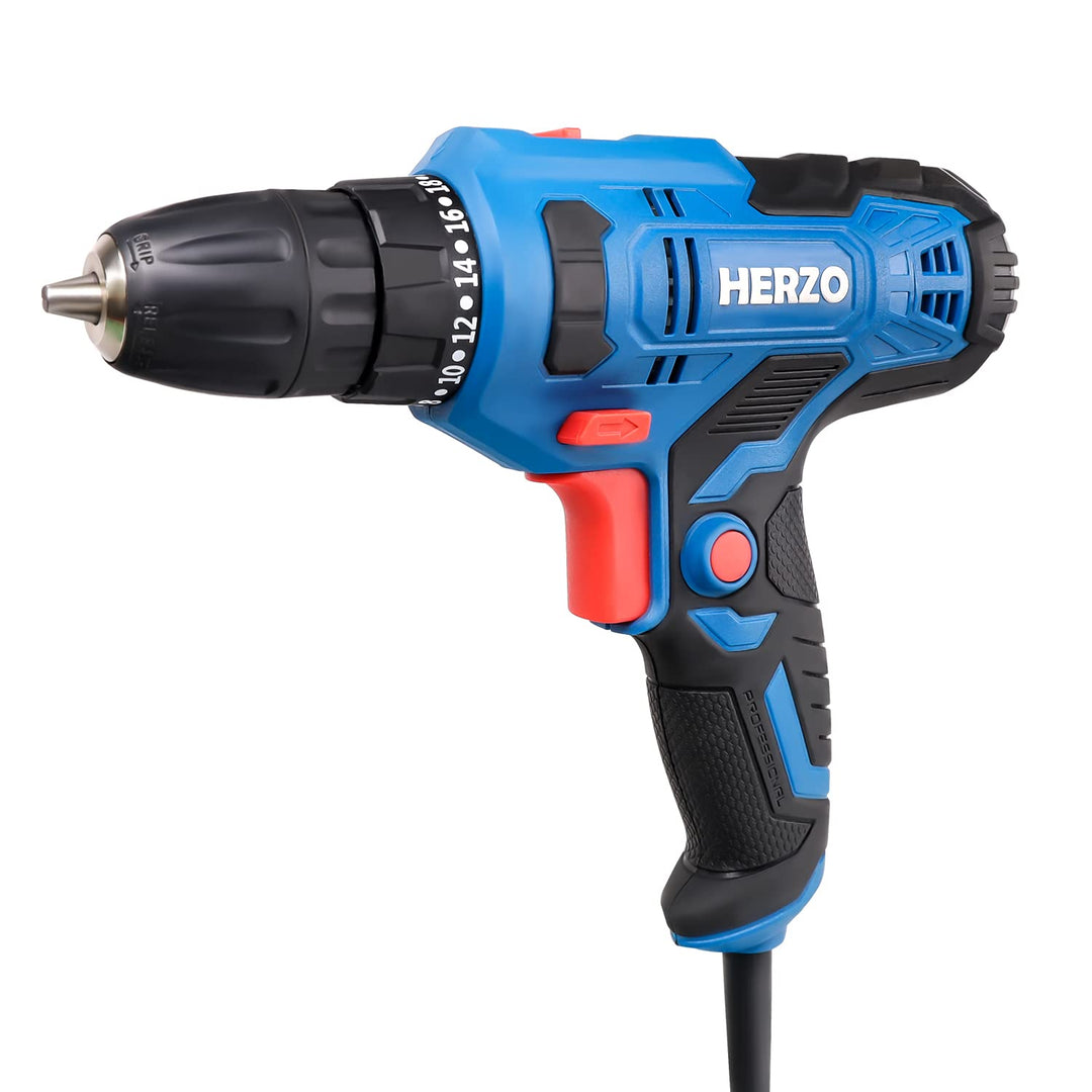 HERZO Elektro Bohrschrauber 300W,Speed 20 + 1 Drehmomentstufen with 4M Cable, great for everyday dri