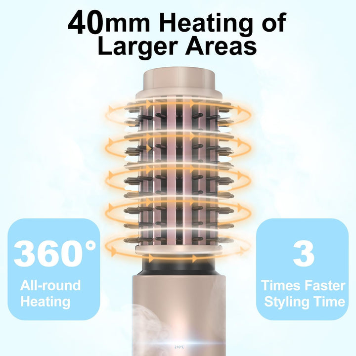 Dricar Kabellose Lockenstabbürste, Tragbare Reise Lockenstab Grosse Locken, 40mm Thermobürste Rundbü