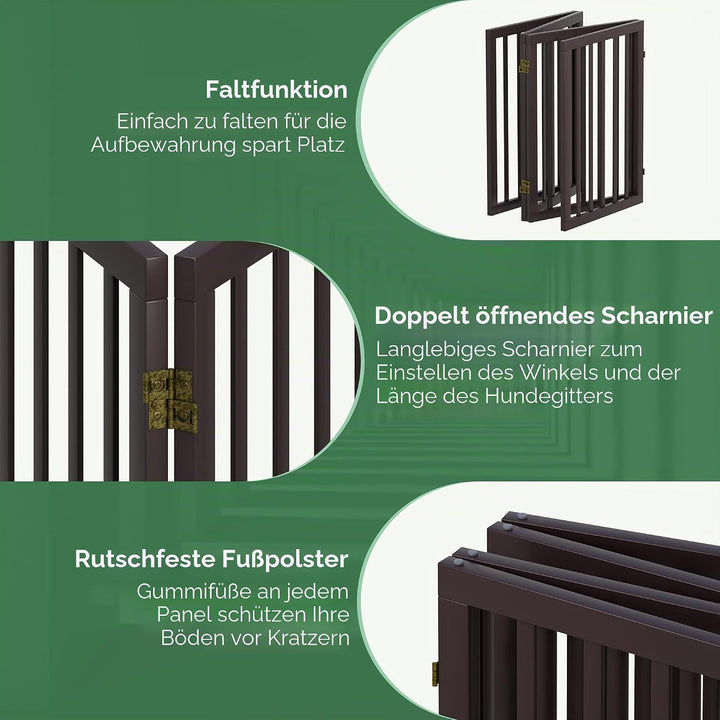 Hundegitter, freistehend, hoch, faltbar, 4 Paneele, brauner Bambus, 188 cm B x 81,3 cm H Braun 4 Pan