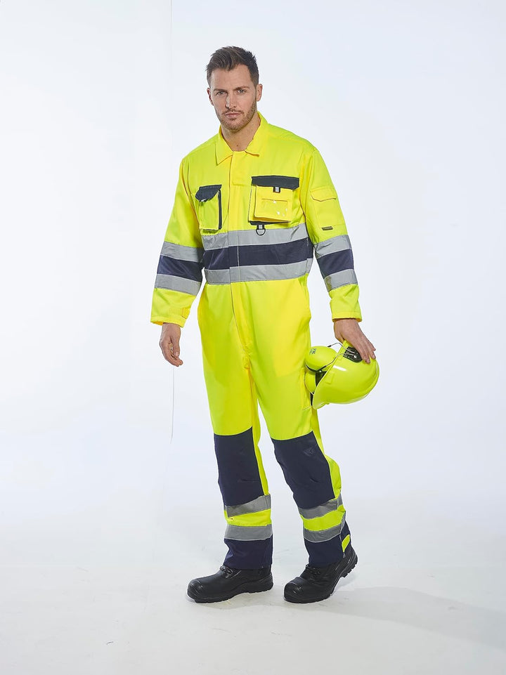 Portwest Nantes Warnschutzoverall , Grösse: S, Farbe: Gelb/Marine, TX55YNRS S Gelb / Marineblau, S G