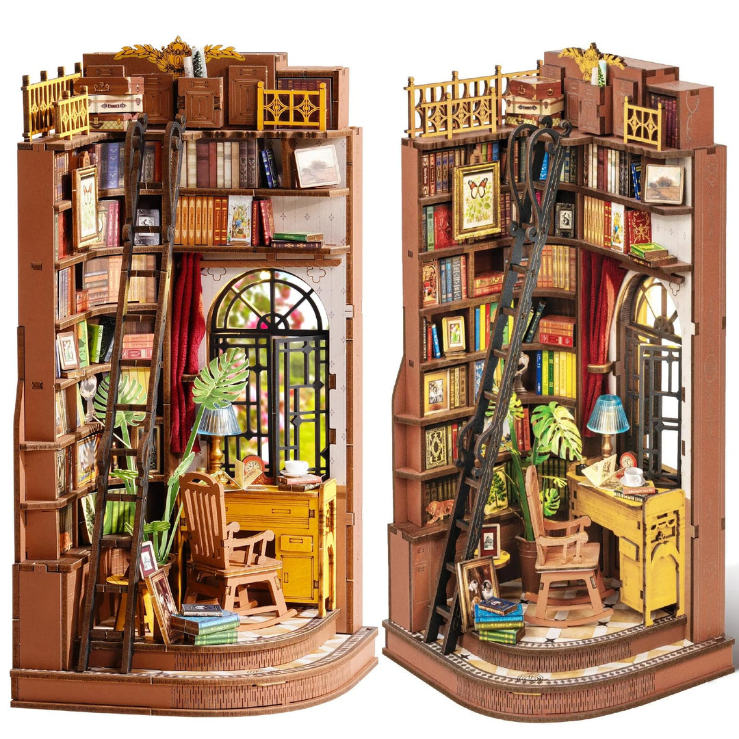 Rolife Book Nook Kit für Erwachsene DIY Miniature House mit Licht Silent Corner Study Booknook Bausa