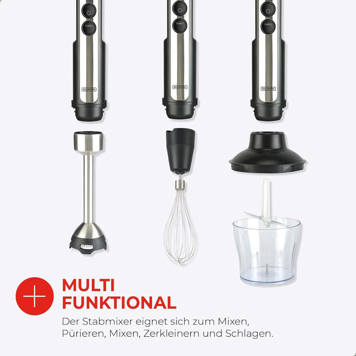 Bourgini Classic Stabmixer - Extra leistungsstarker Stabmixer mit 20 Geschwindigkeiten und Turbofunk