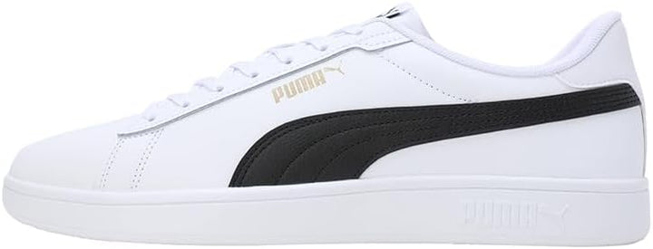 PUMA Unisex Kinder Smash 3.0 L Sneaker 36 EU White Black Gold, 36 EU White Black Gold