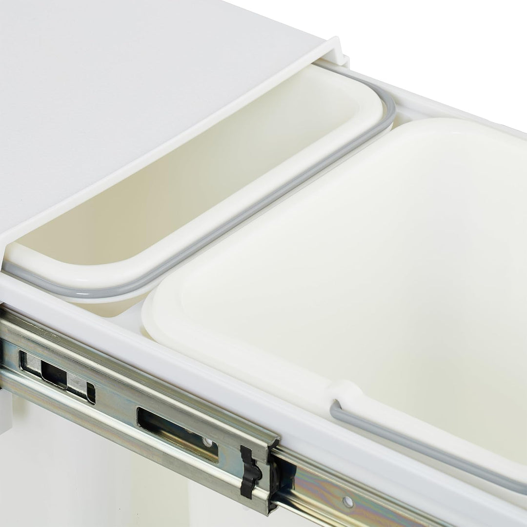 Relaxdays Einbaumülleimer, 2 Fächer, 2 x 8l, HBT: 35,5 x 25 x 47 cm, ausziehbar, Mülltrennsystem für