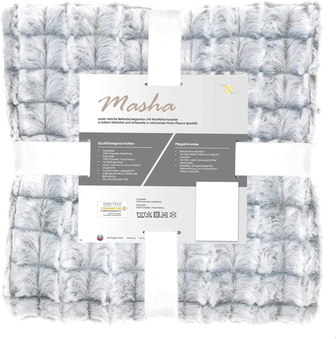 aqua-textil Masha Bettwäsche 200 x 200 cm 3teilig Polar Fleece Wendebettwäsche Fellimitat Bezug mit