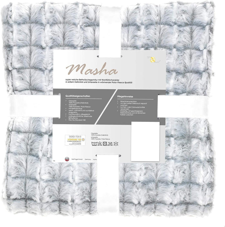 aqua-textil Masha Bettwäsche 200 x 200 cm 3teilig Polar Fleece Wendebettwäsche Fellimitat Bezug mit