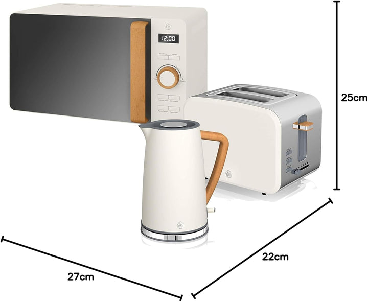 Swan Nordic Set Desayuno Wasserkocher 1,7 l 2200 W, Brot-Toaster mit Breitschlitz, 2 Scheiben, Mikro