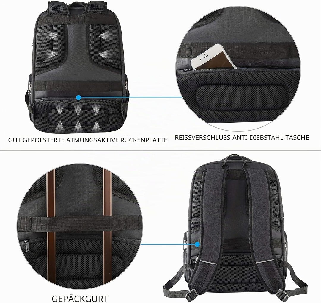 KROSER Laptop Rucksack 17,3'' Business Rucksack Schulrucksack Grosser Wasserdicht Taschen Reise Back