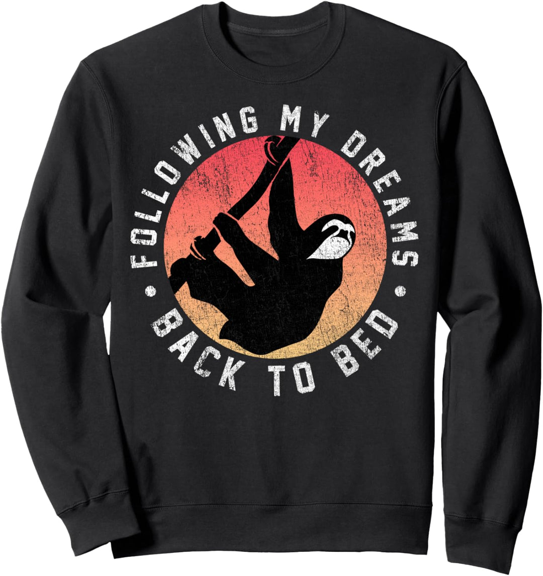 Following My Dreams Back To Bed Sloth Circle Portrait Sweatshirt