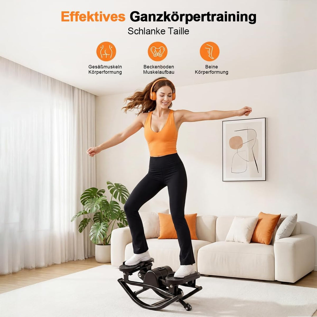 Rock Stepper für Zuhause mit 3D Bewegung | Seitlicher Schaukel Fitness Stepper, Widerstandsbändern&amp;A