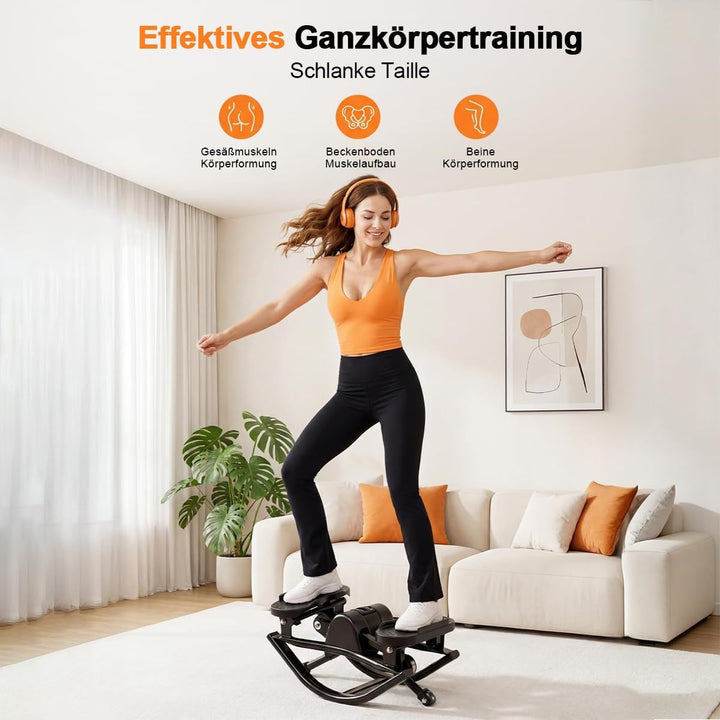 Rock Stepper für Zuhause mit 3D Bewegung | Seitlicher Schaukel Fitness Stepper, Widerstandsbändern&amp;A
