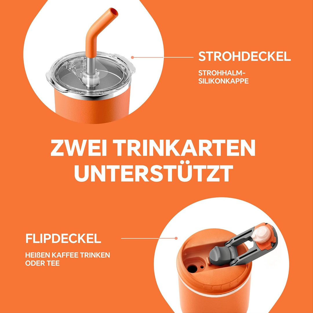 Ideus Isolierbecher 14oz (420ml), Doppelwandige Kaffeetasse Edelstahl Kaffeebecher Reisebecher mit a