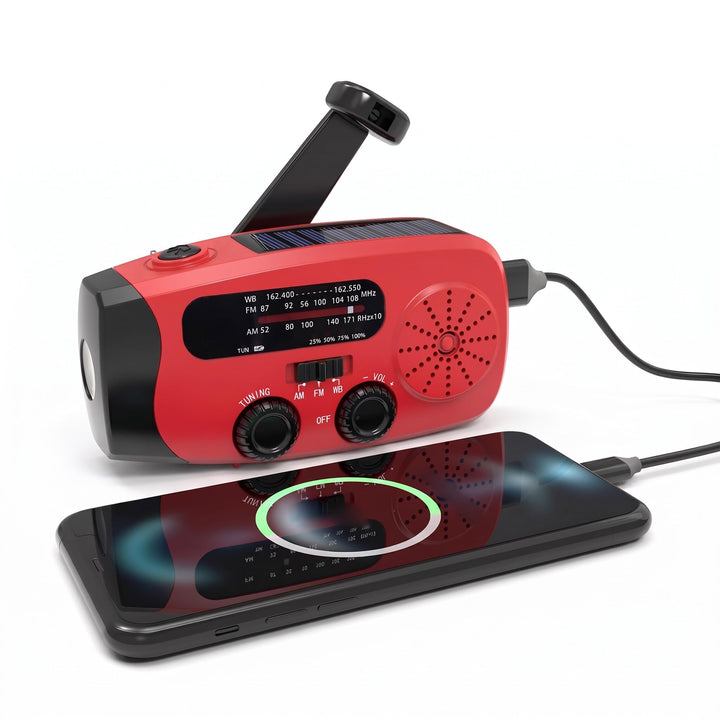 Bewinner Notfallkurbel Radio NOAA AM FM WB Wetteralarm, Solar Hand Crank Tragbares Radio mit LED -Ta