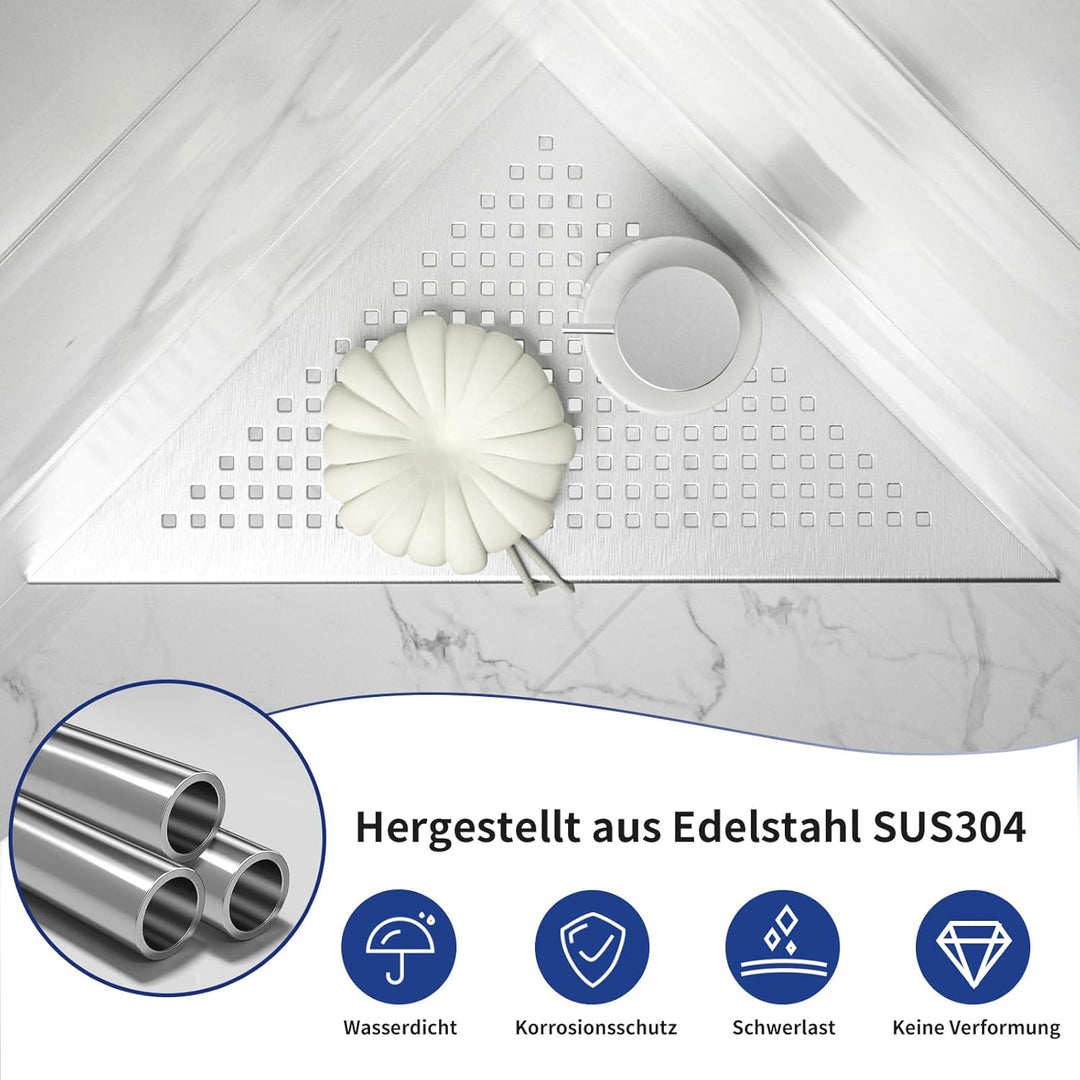 Bernkot Eck Duschregal, Edelstahl 304 Badezimmerregal aus Stahl mit Gitterdesign für geflieste Wände