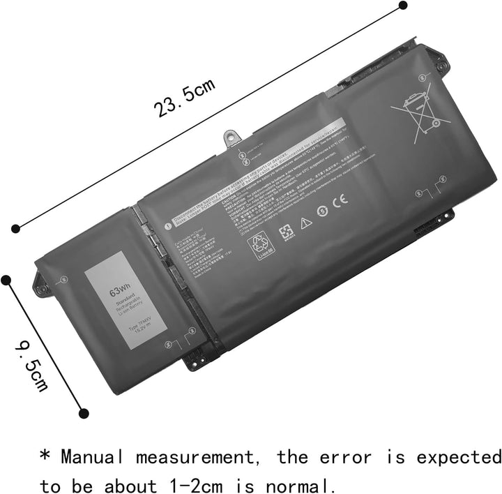 7FMXV 0TN2GY TN2GY 9JM71 Ersatz für Notebook-Akku für Dell Latitude 5320 7320 7420 7520 Serie (15,2